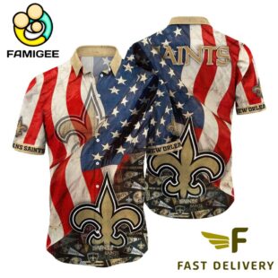 New Orleans Saints American Flag Hawaiian Shirt