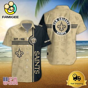New Orleans Saints NFL Logo Pattern Custom Hawaiian Shirt