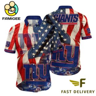 New York Giants American Flag Hawaiian Shirt