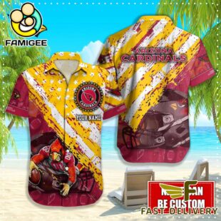 NFL Arizona Cardinals Football American Flag Mascot Custom Name Hawaiian Shirt