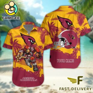 NFL Arizona Cardinals Football Mascot Custom Name Hawaiian Shirt