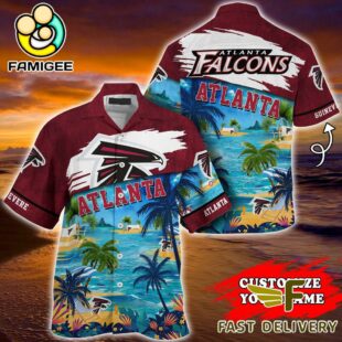 NFL Atlanta Falcons Hawaii Beach Custom Name Hawaiian Shirt
