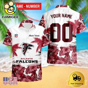 NFL Atlanta Falcons Hibiscus Flower Custom Name Hawaiian Shirt