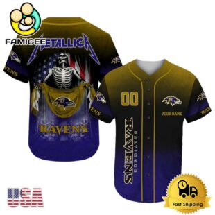 NFL Baltimore Ravens And Metallica Tour 2025 Custom Baseball Jersey