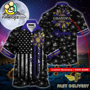 NFL Baltimore Ravens Happy Mother Day And Happy Father Day Custom Name Hawaiian Shirt