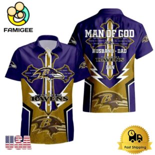 NFL Baltimore Ravens Man Of God Gift For Father's Day Hawaiian Shirt