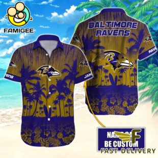 NFL Baltimore Ravens Vintage Style Custom Name Hawaiian Shirt