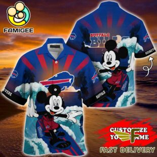 NFL Buffalo Bills Mickey Mouse Surfing Custom Name Hawaiian Shirt