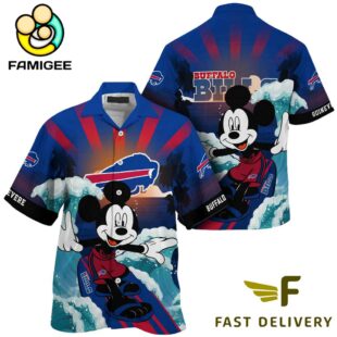 NFL Buffalo Bills Mickey Mouse Surfing Custom Name Hawaiian Shirt