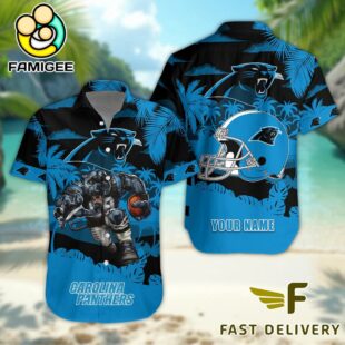 NFL Carolina Panthers Football Mascot Custom Name Hawaiian Shirt