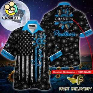 NFL Carolina Panthers Happy Mother Day And Happy Father Day Custom Name Hawaiian Shirt