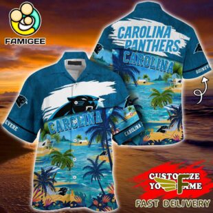 NFL Carolina Panthers Hawaii Beach Custom Name Hawaiian Shirt