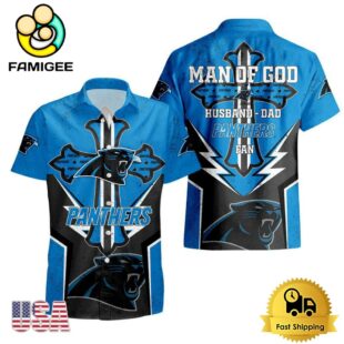 NFL Carolina Panthers Man Of God Gift For Father's Day Hawaiian Shirt