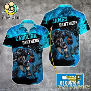 NFL Carolina Panthers Warrior Mascot Custom Name Hawaiian Shirt