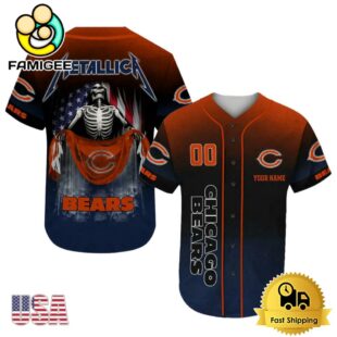 NFL Chicago Bears And Metallica Tour 2025 Custom Baseball Jersey