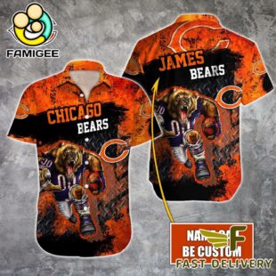 NFL Chicago Bears Warrior Mascot Custom Name Hawaiian Shirt