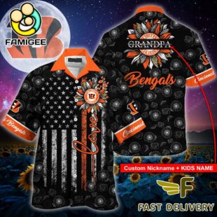 NFL Cincinnati Bengals Happy Mother Day And Happy Father Day Custom Name Hawaiian Shirt