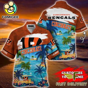 NFL Cincinnati Bengals Hawaii Beach Custom Name Hawaiian Shirt