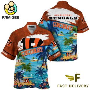 NFL Cincinnati Bengals Hawaii Beach Custom Name Hawaiian Shirt