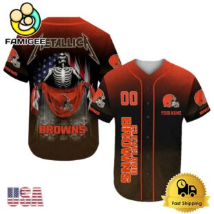 NFL Cleveland Browns And Metallica Tour 2025 Custom Baseball Jersey