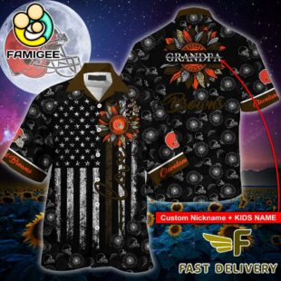 NFL Cleveland Browns Happy Mother Day And Happy Father Day Custom Name Hawaiian Shirt