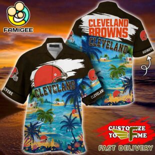 NFL Cleveland Browns Hawaii Beach Custom Name Hawaiian Shirt