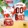 NFL Cleveland Browns Hibiscus Flower Custom Name Hawaiian Shirt