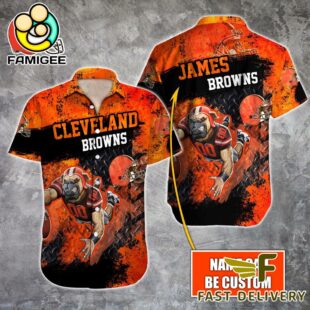 NFL Cleveland Browns Warrior Mascot Custom Name Hawaiian Shirt