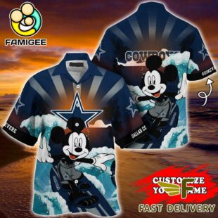 NFL Dallas Cowboys Mickey Mouse Surfing Custom Name Hawaiian Shirt