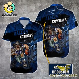 NFL Dallas Cowboys Warrior Mascot Custom Name Hawaiian Shirt