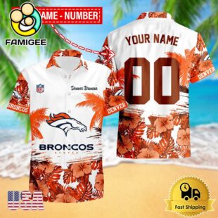 NFL Denver Broncos Hibiscus Flower Custom Name Hawaiian Shirt