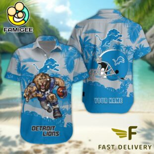 NFL Detroit Lions Football Mascot Custom Name Hawaiian Shirt