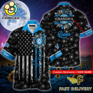 NFL Detroit Lions Happy Mother Day And Happy Father Day Custom Name Hawaiian Shirt