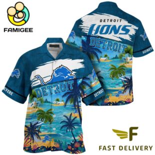 NFL Detroit Lions Hawaii Beach Custom Name Hawaiian Shirt