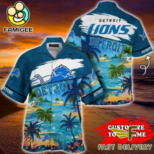 NFL Detroit Lions Hawaii Beach Custom Name Hawaiian Shirt