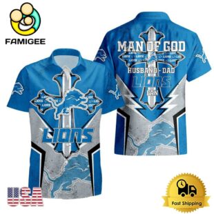 NFL Detroit Lions Man Of God Gift For Father's Day Hawaiian Shirt