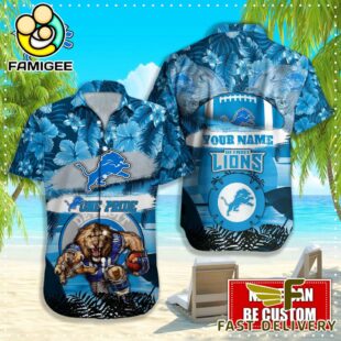 NFL Detroit Lions Mascot Football Hawaiian Shirt