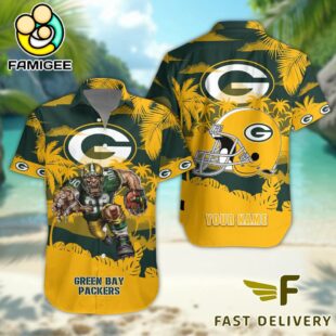 NFL Green Bay Packers Football Mascot Custom Name Hawaiian Shirt