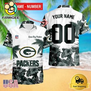 NFL Green Bay Packers Hibiscus Flower Custom Name Hawaiian Shirt