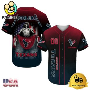 NFL Houston Texans And Metallica Tour 2025 Custom Baseball Jersey