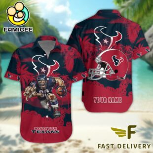 NFL Houston Texans Football Mascot Custom Name Hawaiian Shirt