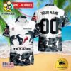 NFL Houston Texans Hibiscus Flower Custom Name Hawaiian Shirt