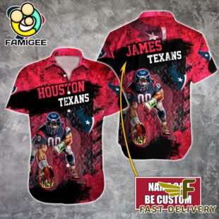 NFL Houston Texans Warrior Mascot Custom Name Hawaiian Shirt