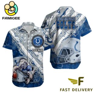 NFL Indianapolis Colts Football American Flag Mascot Custom Name Hawaiian Shirt