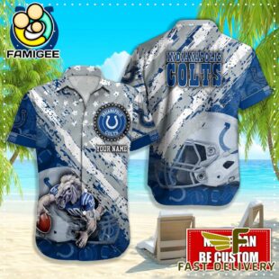 NFL Indianapolis Colts Football American Flag Mascot Custom Name Hawaiian Shirt