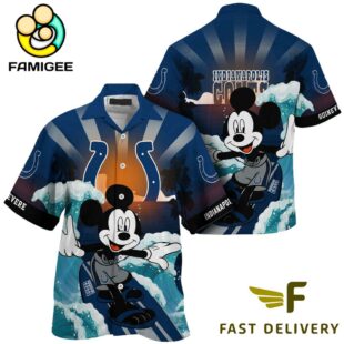 NFL Indianapolis Colts Mickey Mouse Surfing Custom Name Hawaiian Shirt