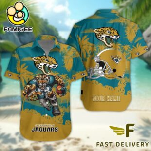 NFL Jacksonville Jaguars Football Mascot Custom Name Hawaiian Shirt