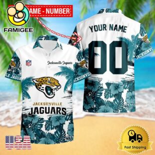 NFL Jacksonville Jaguars Hibiscus Flower Custom Name Hawaiian Shirt