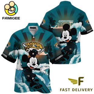 NFL Jacksonville Jaguars Mickey Mouse Surfing Custom Name Hawaiian Shirt