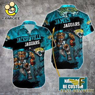 NFL Jacksonville Jaguars Warrior Mascot Custom Name Hawaiian Shirt